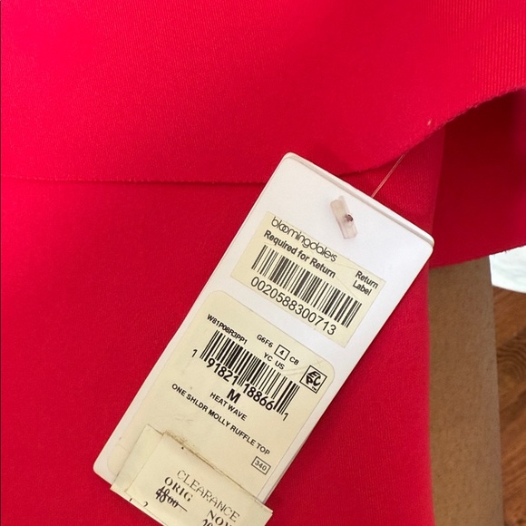 Guess Vibrant Pink Ruffle One-Shoulder Top - Picture 4 of 4